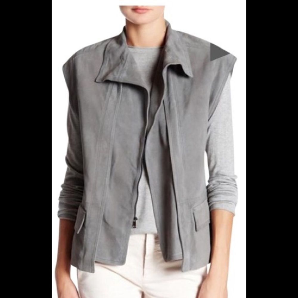 Vince Gray Nubuck Suede Leather V329290847 Vest Large